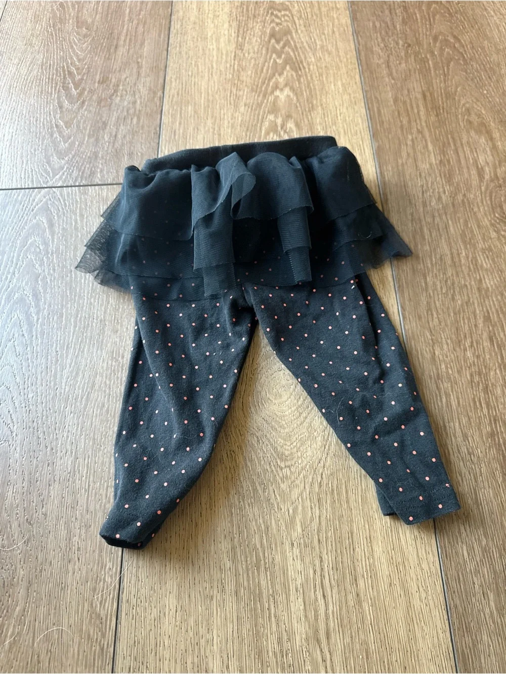 Carter's Black Leggings with Orange Polka Dot Tulle Skirt
